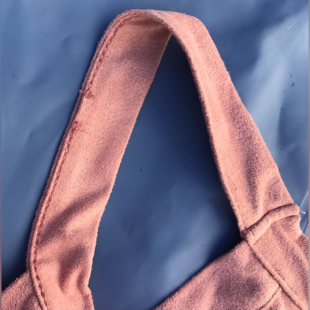 NWOT Charlotte Russe Pastel Pink Faux Suede Tasseled Front Crop Top - M - Picture 7 of 7